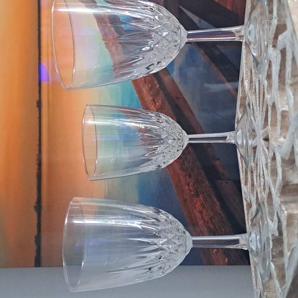 Vintage Luminarc Crystal Wine Glass 6.5" Set of 3